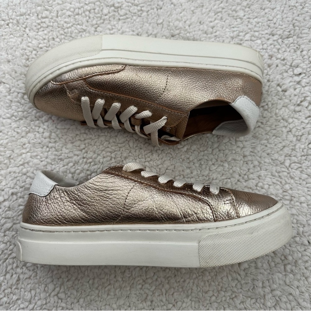 Soludos Ibiza Classic Rose Gold Leather Sneaker Women’s Size 7 - Picture 9 of 10